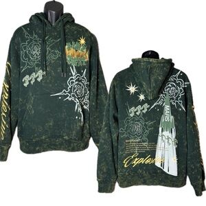 Smoke Rise NY Rhinestone Dystopia Hoodie Embroidered Green Men’s Hoodie Size L